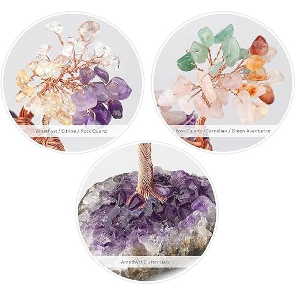Livets træ i 7 chakra naturlige krystaller Fengshui træ dekoration