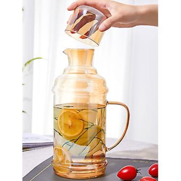Vandkande med drikkeglas, drikkeudstyr, kedel, kreativ, flerfarvet, retro, stor kapacitet, sæt 1100 ml glasflaske (2000 ml hvid)