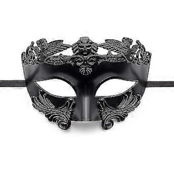 Svart Maskeradmask för Män Romersk Mask Festmask Samurajmask