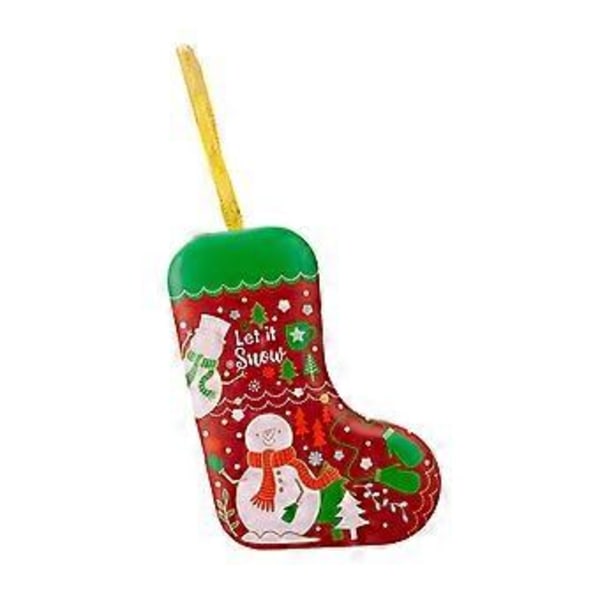 Juleboks i blikk, hengende gaveeske, unik snackbeholder, kakeboks i blikk, godteboks for juletre, festivalfestutstyr (Snømann)