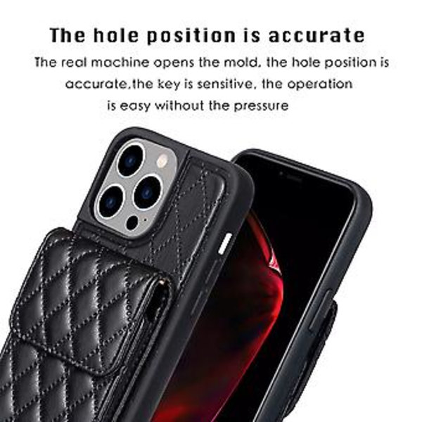 Vertikal Lommebok PU-etui for iPhone 15 Pro Max (Svart)