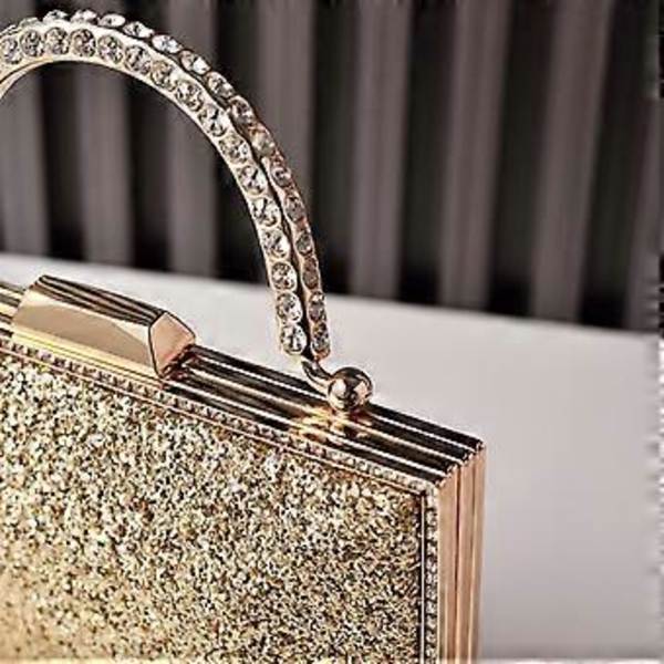 Ylellinen käsilaukku naisille, kimalteleva clutch-olkalaukku, sopii erinomaisesti iltajuhliin ja erityistilaisuuksiin, hopea (hopea)
