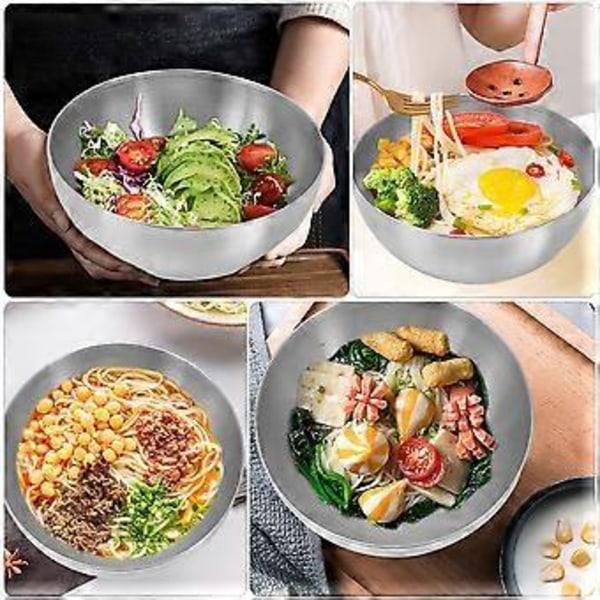 2 stk. salatskål i rustfrit stål, frugtskål, grøntsagssalatskåle