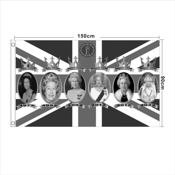 10 st Storbritanniens flagga, drottningens minnesflagga, drottningens flagga