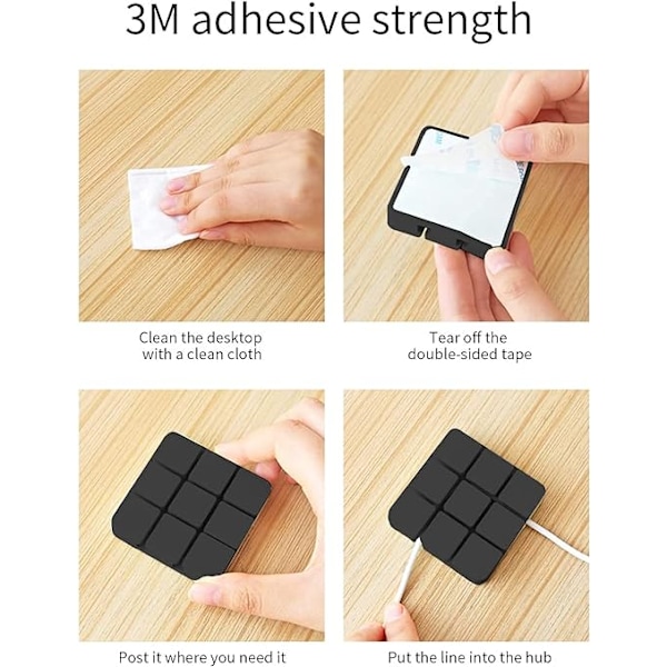 2-pak selvklebende silikonkabelholdere for ladekabel, P