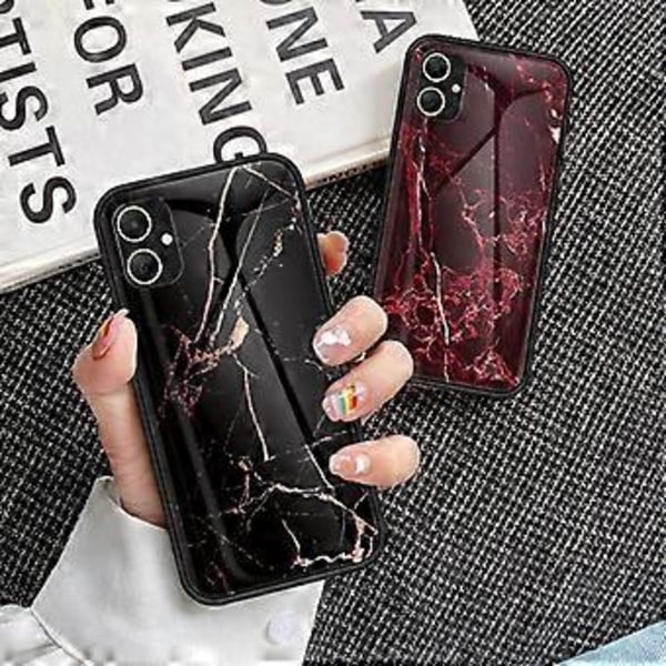 Skydd för Samsung Galaxy A05 4G Marmormönster Härdat Glas+PC+TPU Repskyddande Skal (Stil E)