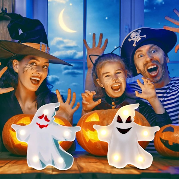 2 stk Halloween Spøkelseslampe Halloween Dekorativ Lampe Halloween The