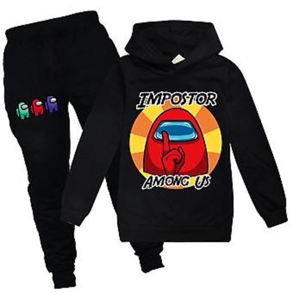 Among Us Unisex Lasten Urheiluhupullinen Huppari Jogger-housut Housut Asusteet Vaatteet Setti (11-12 vuotta)