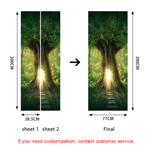 (38,5*200cm*2st) 3D-effekt affisch dörrklistermärke 32