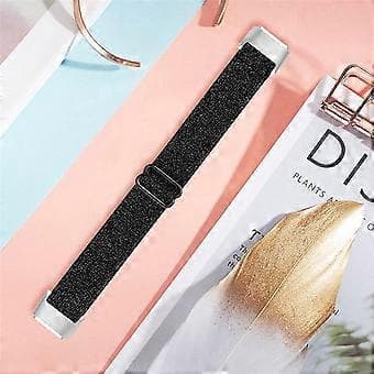 Elastisk Nylon Urrem Solo Loop Justerbar Udskiftningsrem Kompatibel Med Fitbit Luxe (Sort)