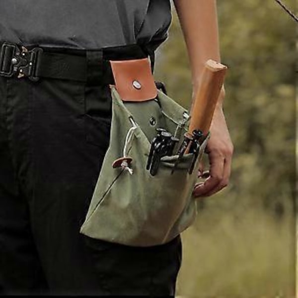 Foldbar Læder Bæltetaske Taljetaske Multipurpose Canvas Samletaske (Sort)
