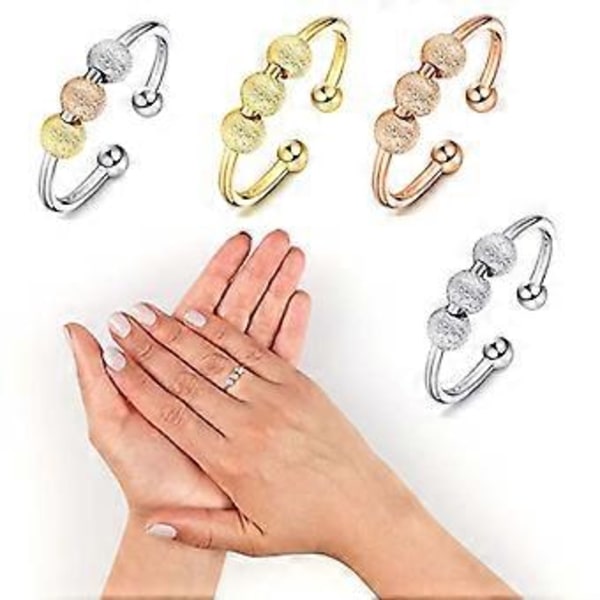 Snurrande Fidget Peace Rings Spinner Öppna Ringar för Ångest Oro Roterbar Ring Stressavlastande Alla hjärtans dag Smycken Presenter (Silver)