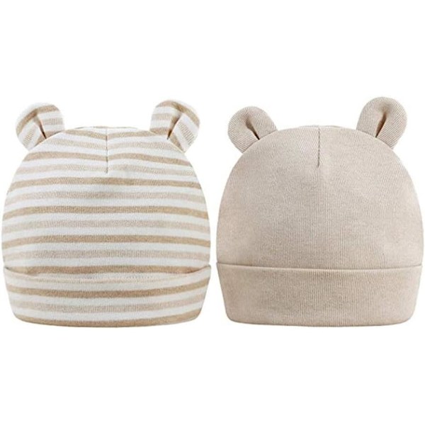 2-pack aprikos, beige nyfödd sjukhusmössa 0-6 månader björnöron B