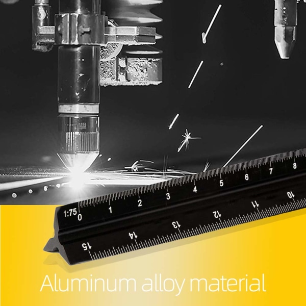 Aluminium Triangulär Arkitektlinjal, Metrisk 1:20, 1:25, 1:50, 1:75, 1:100, 1:125, Standard 30,5 cm a