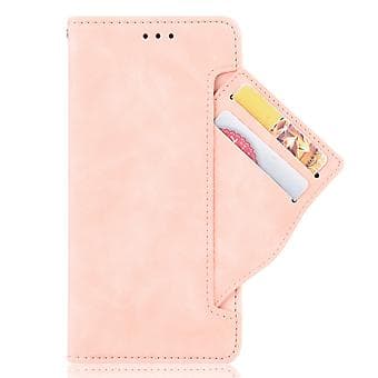 Læder Telefonetui med Kortlommer til iPhone 15 Plus (Pink)
