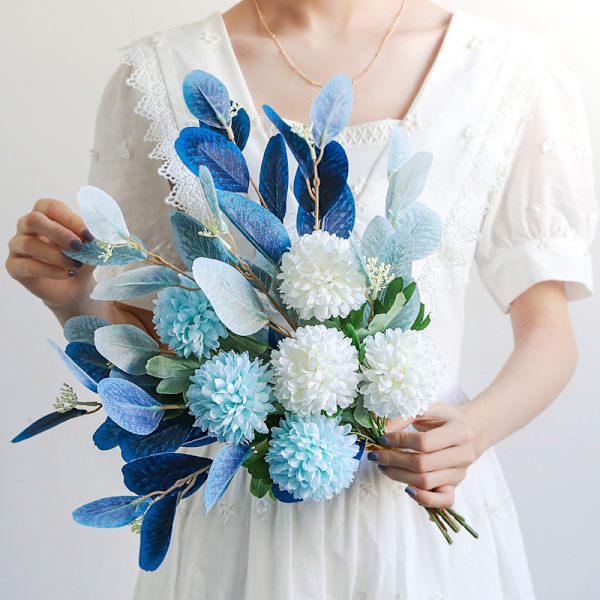 Kunstige Blomster med Vase Faux Hortensia Blomsterarrangementer