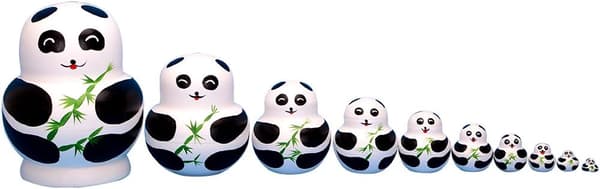 10 kpl Panda Venäläiset Nesting Nuket Matryoshka käsintehty