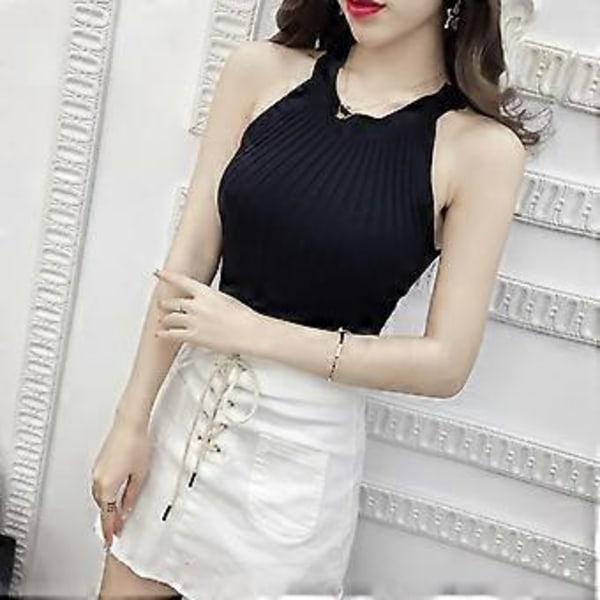 Damegenser for avslappet off-shoulder halter-hals topp for forretningsarbeid kontorbruk (hvit)