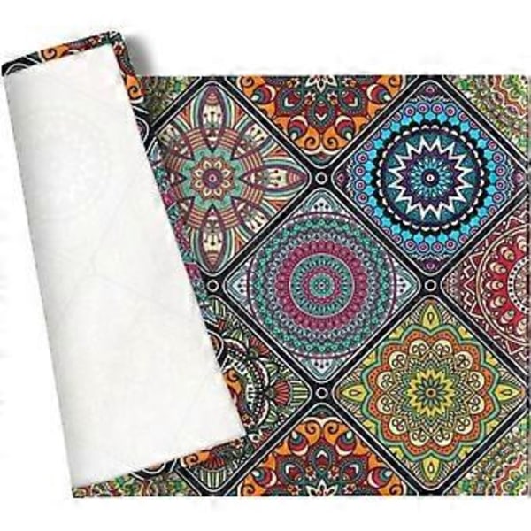 Boho Mandala Bordstabletter Set om 4, Färgglad Bohemisk Design för Köksmatbord