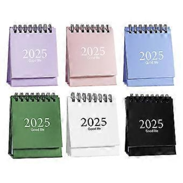 6 stk. Mini Bordkalender 2025 Stående Flip Skrivebordskalender Dobbel Wire Binding Mini Daglig Planlegger For Hjemmekontor Skole