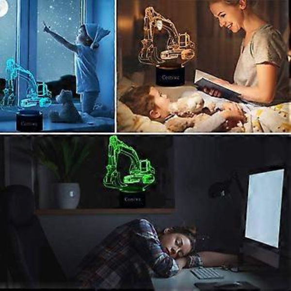 Gravemaskine 3D Illusion Natlampe Legetøj, 16 Farver Skift Smart Touch & Fjernbetjening, Hjem Decor LED Sengelampe Bordlampe, Jul Fødselsdag