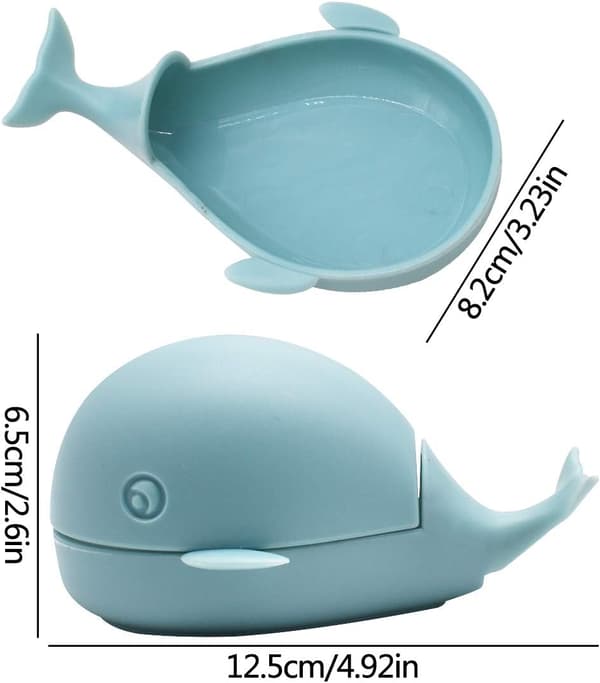 2 små hvalformede klesbørster, hvalbørstevask
