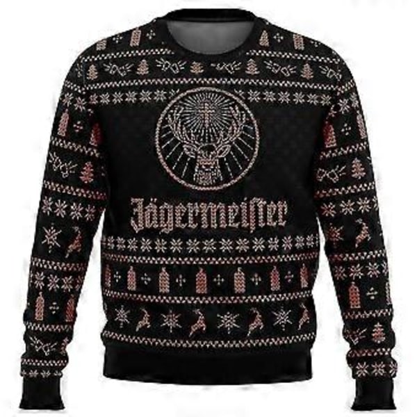 Bebetter Jagermeister Stygg Julgenser Pullover Menn 3D Genser Topper Høst Og Vinterklær A (2 5XL)