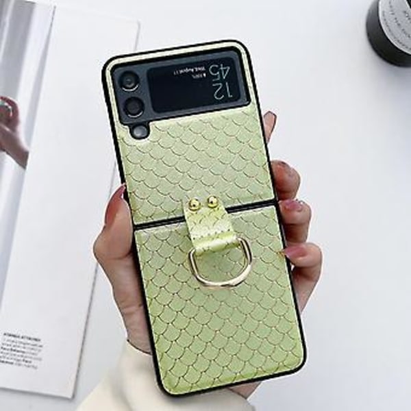 Kalasuomukuvioinen Kotelo Samsung Galaxy Z Flip 4:lle, PU-Nahkainen Iskunvaimennus Kotelo Renkaalla