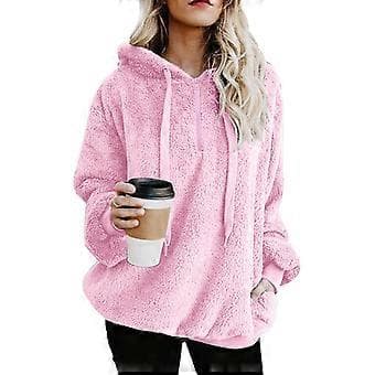 Dame Fuzzy Hættetrøjer Pullover Hyggelig Oversized Lommer Hættetrøje