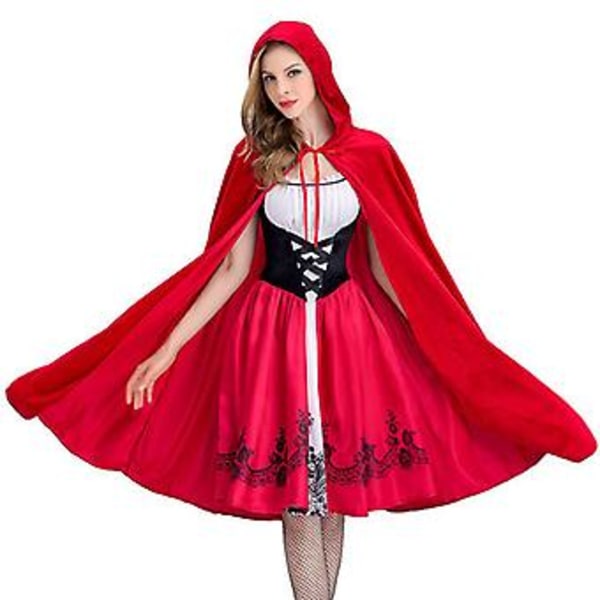 Cosplay Party Lilla Rödluvan Kostym Huva Kapp Klänning Outfit (S)