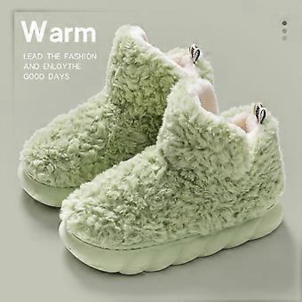 Våre herlige fleece-sko, myke minneskum søte varme fuzzy husfleece-sko hvite37( grønne37)