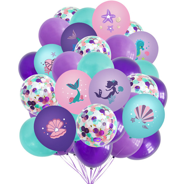 38 stk. Havfrue Balloner med Latex Konfetti Balloner, Lys P