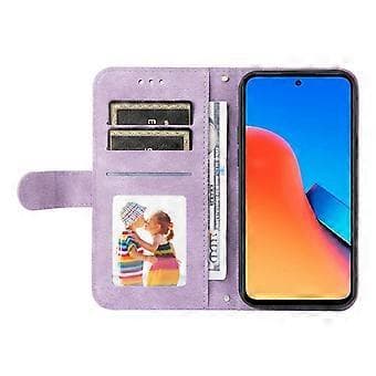 För Xiaomi Redmi 12 4G Skin-touch PU-läderfodral med präglade linjer, stativ och plånboksfunktion (stil D)