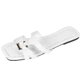 Dames Slippers Flade Slip-on Sandaler - Hvid( )