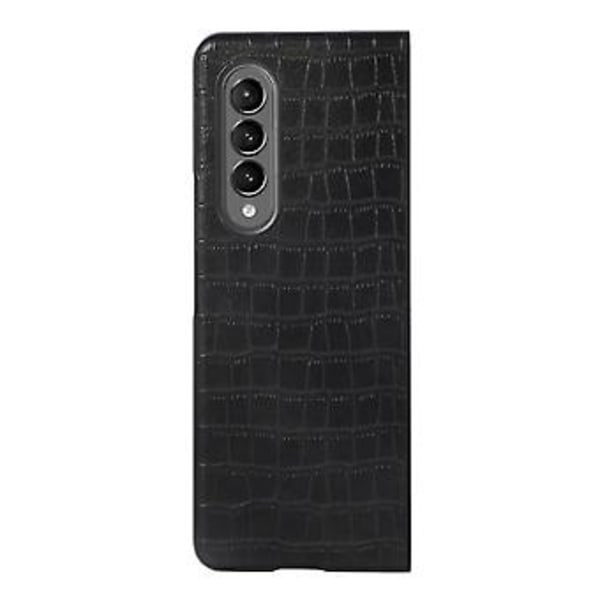 Krokodil-Texturerat PU-Läderfodral för Samsung Galaxy Z Fold4 (Svart)