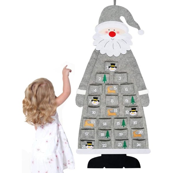 Felt Christmas Advent Calendar 2021, Wall Santa Advent Calendar w