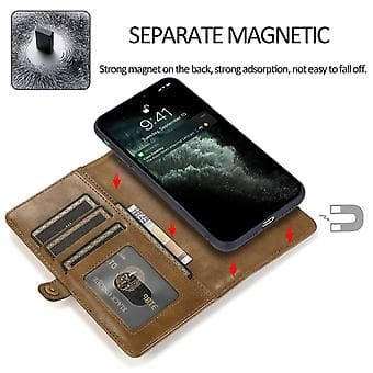 Avtakbart lærveske for iPhone 14 Plus (Brun)