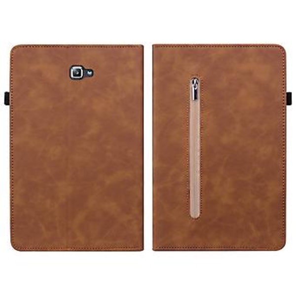 Vetoketjuinen Nahkainen Tabletin Kotelo Samsung Galaxy Tab A 10.1 2016/T580/T585 (Ruskea)