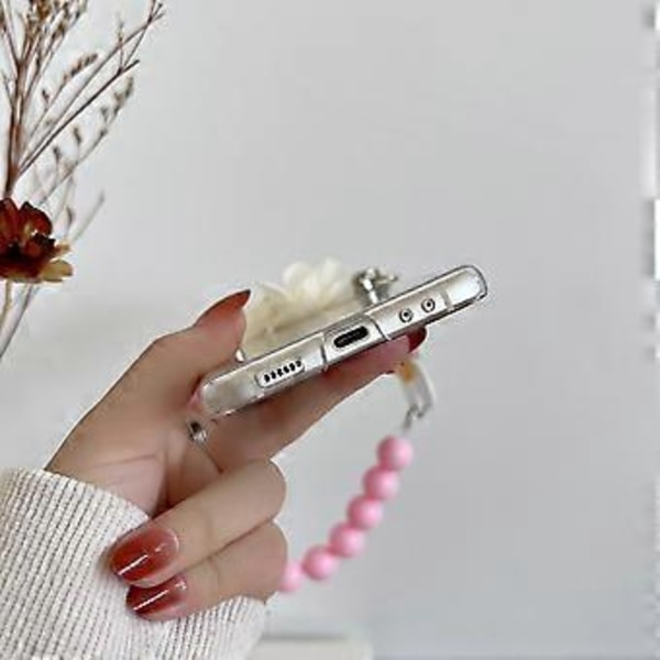 Kirkas suojakuori yhteensopiva Samsung Galaxy Z Flip 4:n kanssa, auringonkukka hymy kova PC suojakuori rannehihnalla