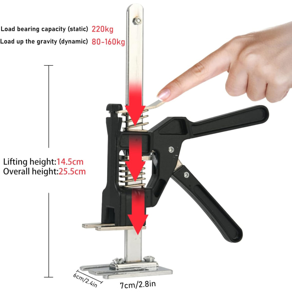 Manuell möbeldomkraft, klämmande manuell domkraft, höjdjusterare, arbetsbesparande arm för att lyfta möbler