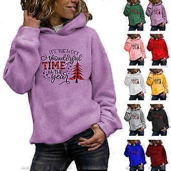 Dame Jul Oversized Hættetrøjer Fleece Hættetrøjer Casual Pullover Top Trendy Letvægts Efterår Vinter Tøj Pink L Pink L