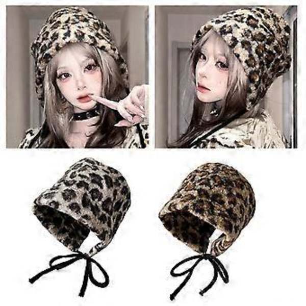 Leopard Fiskerhatte til Kvinder Mode Varm Øreklap Spandhat Efterår Vinter Hat Moderigtig Hat til Udendørsaktiviteter leopard grå (leopard grå)