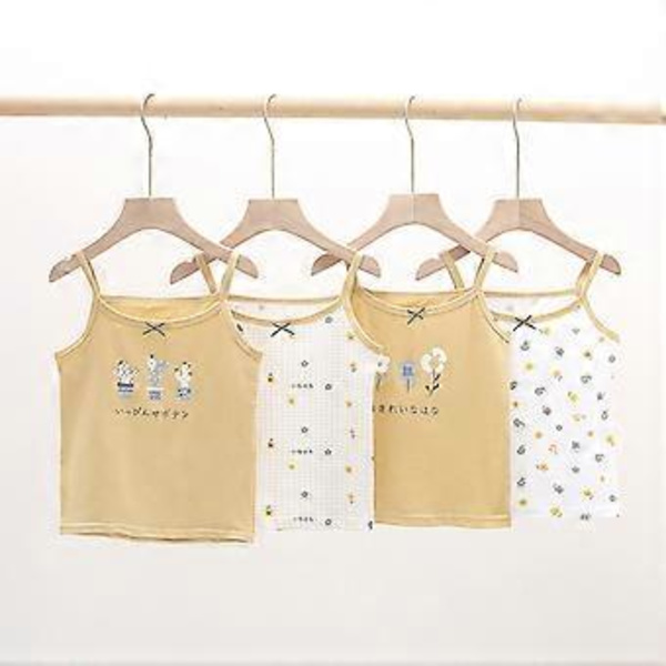 3-8T Flicktoppar för flickor, barn, sommarkläder, sportlinne, tryckt väst, andningsbar bomullsundertröja (110 cm till 120 cm P3)