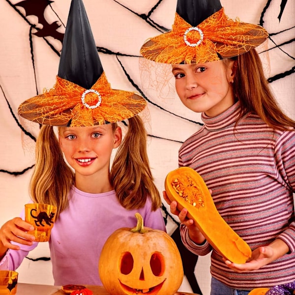 2 st Halloween Häxhatt Kostym Cosplay Hatt med Snygg Mesh Cr