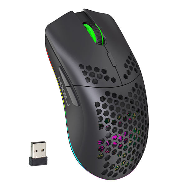 T66 Trådløs 2.4G Hulmus (Sort)