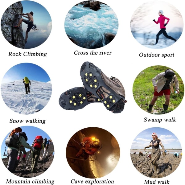 1 Universal tandhjul Anti-Ski Crampons Egnet til vintervandring, vandreture, bjergbestigning, vandreture, J