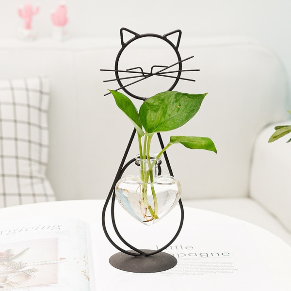 Desktop Glass Planter Vase Holder, Modern Creative Cat Plant Ter
