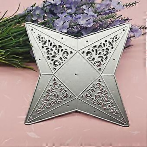 Fire-spidset Metal Skæreforme Stencil DIY Scrapbooking Album Papir Kort Skabelon Form Prægning Håndværk Dekoration