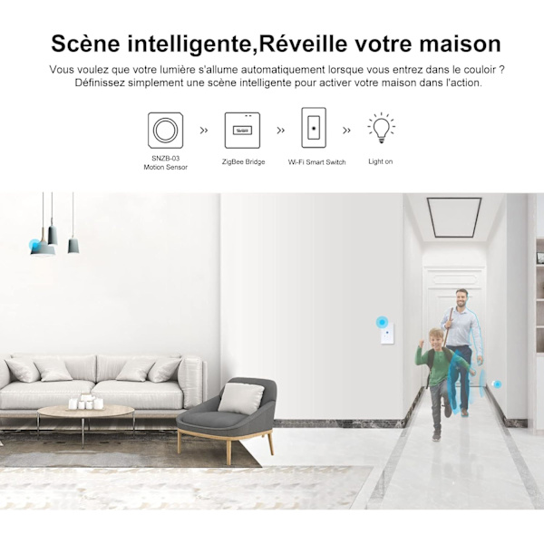 2 stk. ZigBee bevegelsessensor, trådløs bevegelsessensor motta Ale