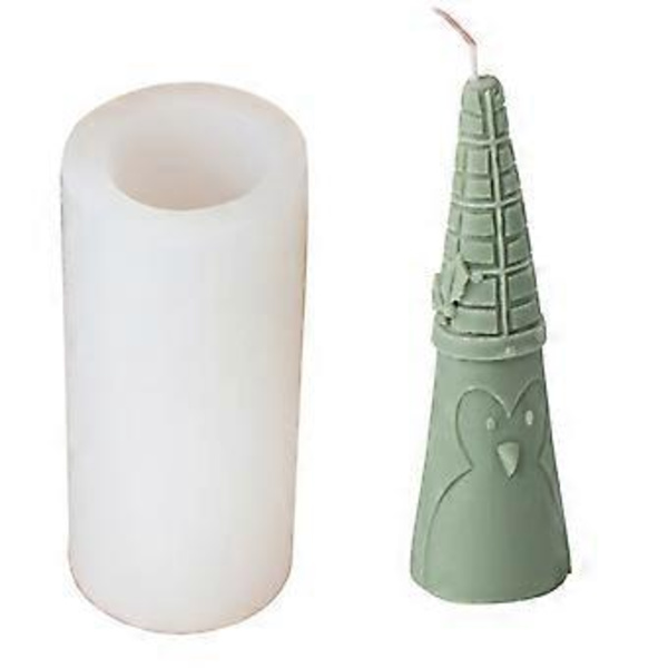 Silikone Juletræslysforme Let Slip Silikone Jule Serie Lysforme til DIY Ornament Håndværk (pingvin1)